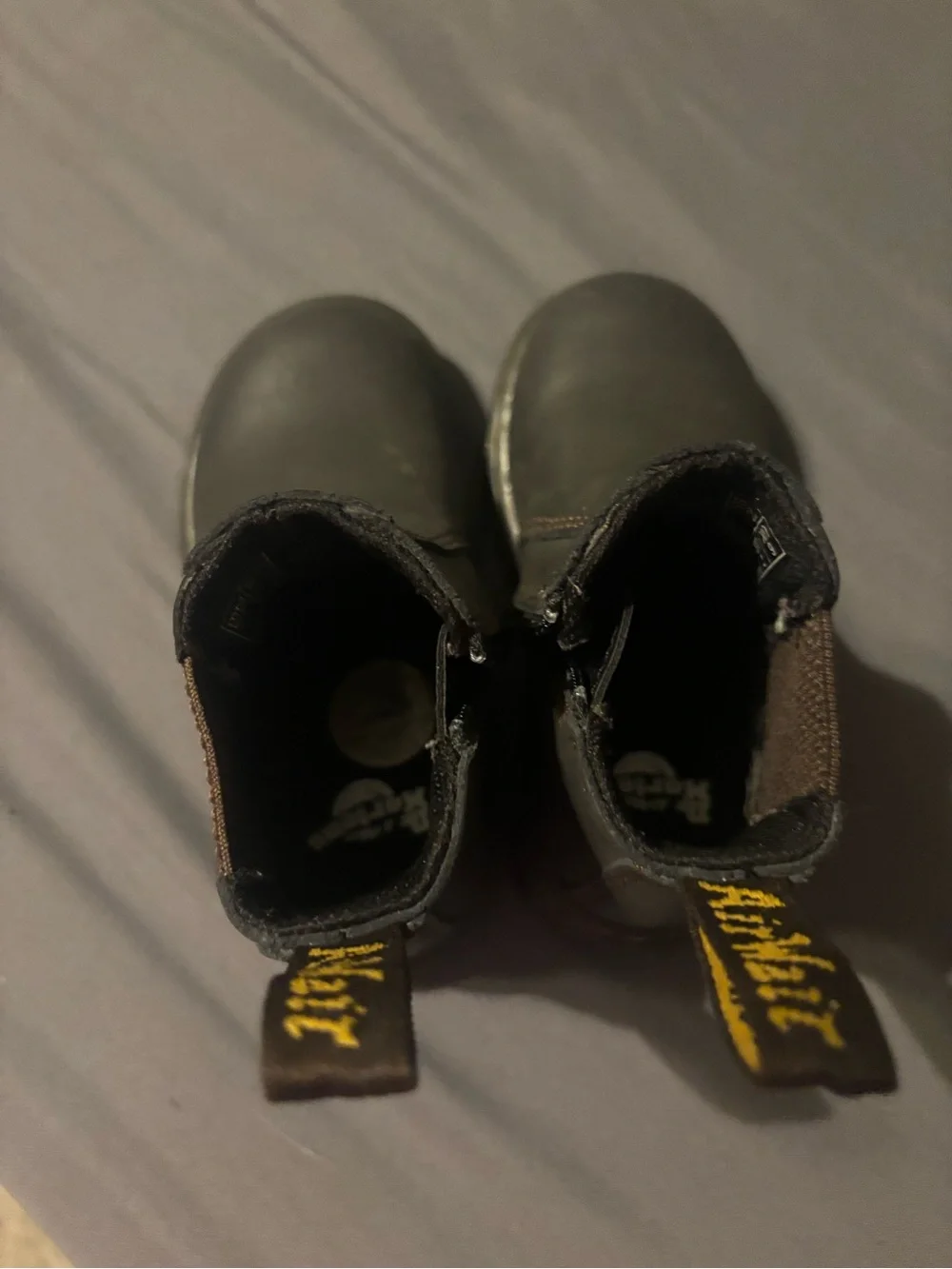 Dr. Martens Kids Black Chelsea Boots with Yellow Stitching